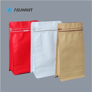 Valf yan köşebentli düz tabanlı kahve çay poşeti