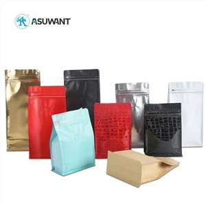 Valf ziplock lamine mylar plastik ambalajlı kahve çekirdeği torbası