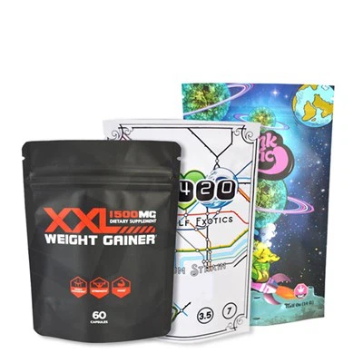 Küçük siyah esrar çocuğuna dayanıklı çocuk geçirmez tıbbi ziplock ambalaj çantası açık pencereli