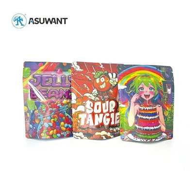 Özel Tasarım Baskılı Şeker Stand Torpası Plastik Torba Yeniden Yerleştirilebilir 3.5G 7G 14G 28G 1 oz 1lb Gıda Alüminyum Folyo Mylar Fermuar Torbalar